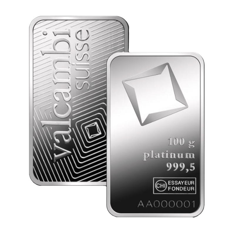 100 gram Valcambi Suisse Platinum Bar | TD Precious Metals